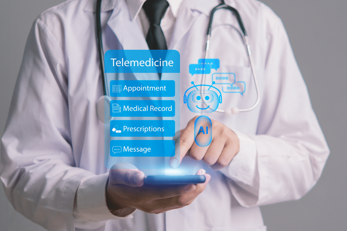 santé numérique traduction Technologie de télémédecine qui assiste le médecin via un appareil mobile